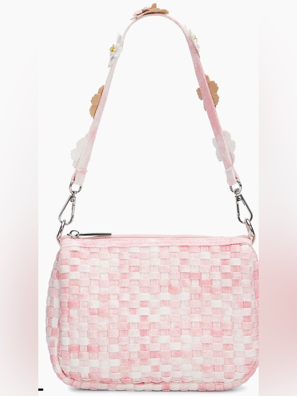 Beri Lynn Blush Pink Floral Woven Shoulder Bag - Picture 3 of 5